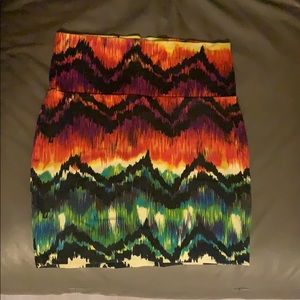 Multi color tight mini skirt